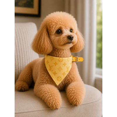Ошейник для собак и кошек Louis Vuitton Yellow Monogram с банданой