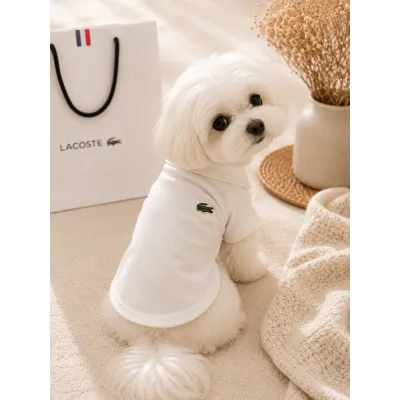 Поло для собак Lacoste біле з логотипом