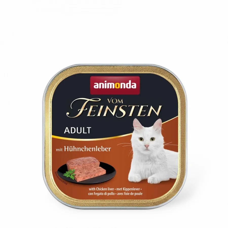 Влажный корм Vom Feinsten Adult with Chicken liver для кошек с куриной печенью 100 г — фото 1