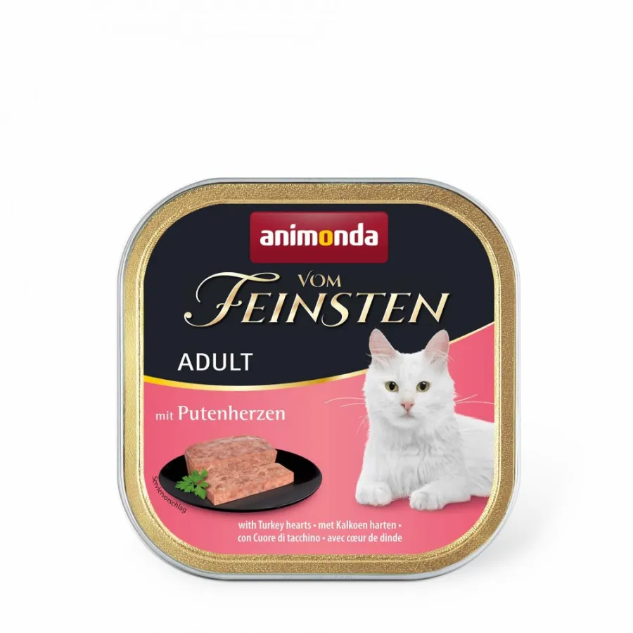 Корм вологий Vom Feinsten Adult with Turkey hearts для котів з індичими серцями 100 г — фото 1