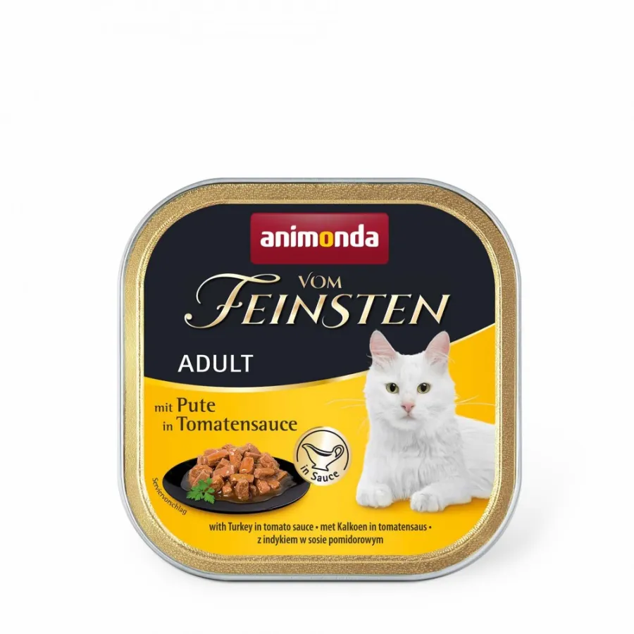 Корм вологий Vom Feinsten Adult with Turkey in Tomato sauce для котів з індичкою в томатному соусі 100 г — фото 1