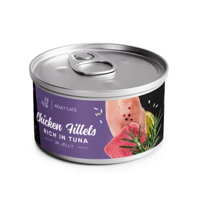 Корм вологий Savory Chicken Fillets rich in Tuna in Jelly for Adult Cats філе курки з тунцем в желе для дорослих котів, 70 г