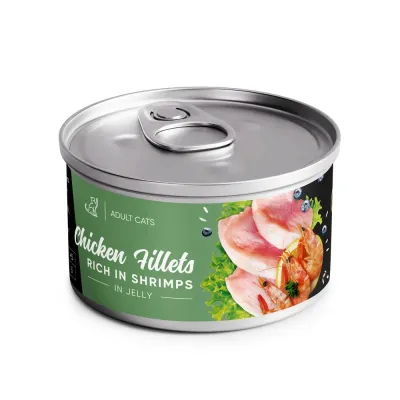 Корм вологий Savory Chicken Fillets rich in Shrimp in Jelly for Adult Cats філе курки з креветками в желе для дорослих котів, 70 г