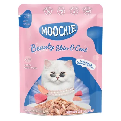 Корм вологий Moochie Seafood Beauty Skin and Coat д/котів фарш з тунцем 70г