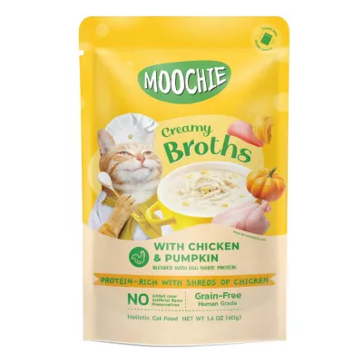 Корм вологий Moochie Сreamy Broth д/котів кремовий бульйон з куркою та грабузом 40г
