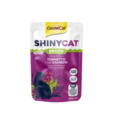 Корм вологий GimCat ShinyCat для котів пауч з креветкою та тунцем в бульйоні 70 г