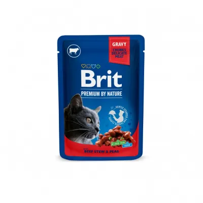 Корм вологий Brit Premium Cat Beef Stew & Peas pouch для котів з тушеною яловичиною та горошком 100 г