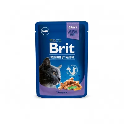 Влажный корм Brit Premium Cat Cod Fish pouch для кошек, с треской, 100 г