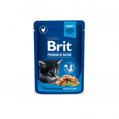 Вологий корм для кошенят з куркою Brit Premium Cat Kitten Chicken Chunks pouch 100 г