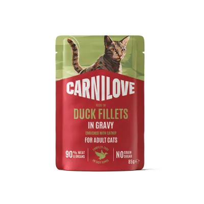 Корм вологий Carnilove Gravy Duck with Catnip для котів качка і котяча м'ята в соусі 85 г