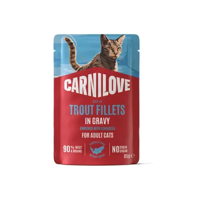Корм вологий Carnilove Gravy Trout with Echinacea для котів форель та ехінацея в соусі 85 г