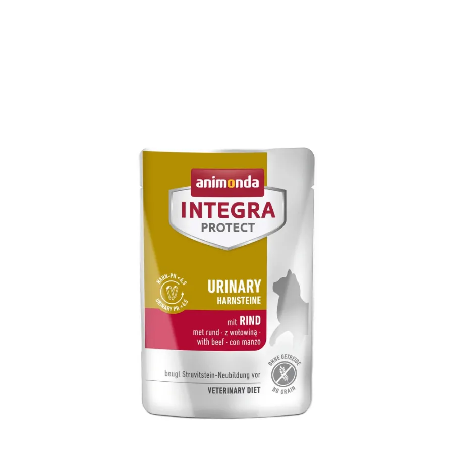 Корм ветеринарний вологий Integra Protect Urinary Struvit - pouch with beef для котів при сечокам яній хворобі з яловичиною пауч 85г — фото 1