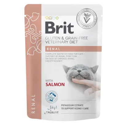 Корм вологий Brit GF VD Renal для котів з лососем 85 г