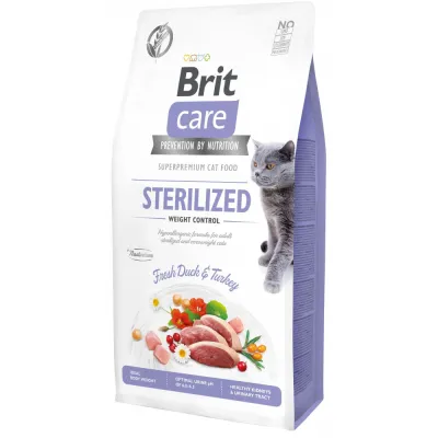 Корм сухий Brit Care Cat Grain Free Sterilized Weight Control для стерилізованих котів з надмірною вагою з качкою та індичкою 7 кг