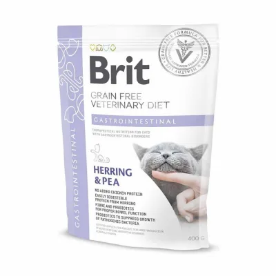 Корм сухий Brit Grain Free VetDiet Cat Gastrointestinal для котів з порушеним травленням з оселедцем лососем яйцем та горохом 400 г