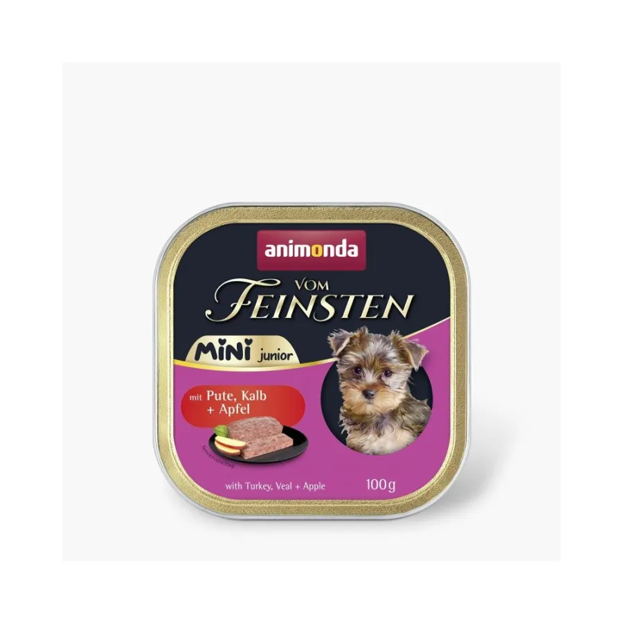 Корм вологий Animonda Vom Feinsten Mini Junior для цуценят дрібних порід з індичкою, телятиною та яблуком 100 г — фото 1