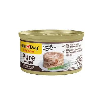 Корм вологий GimDog Pure Delight для собак мініатюрних порід з куркою та яловичиною 85 г