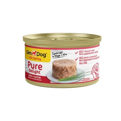 Корм вологий GimDog Pure Delight для собак мініатюрних порід з тунцем та яловичиною 85 г