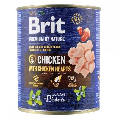 Корм вологий Brit Premium by Nature K 800 з куркою та курячими серцями 800 г