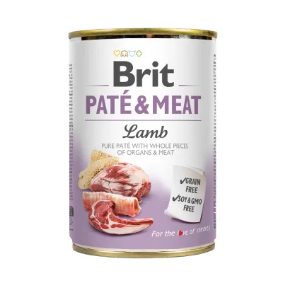 Вологий корм Brit Care Pate and Meat для дорослих собак з ягням 400 г