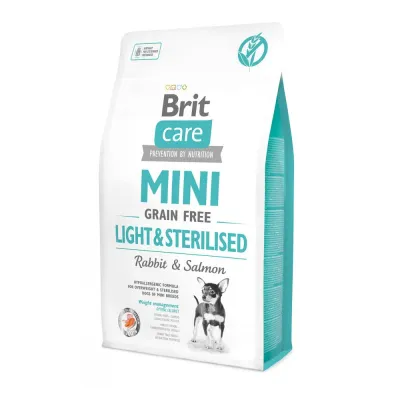 Корм сухий Brit Care Grain Free Mini Light and Sterilised для дорослих собак дрібних порід з зайвою вагою чи стерилізованих з кроликом та лососем 2 кг