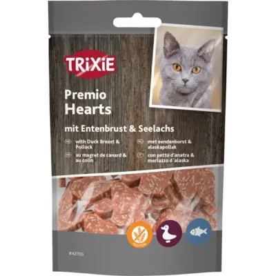 Ласощі Trixie Premio Ducky Hearts для котів сердечка з качкою та рибою 50 г