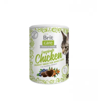 Лакомства Brit Care Superfruits Chicken для кошек с курицей, облепихой и черникой, 100 г