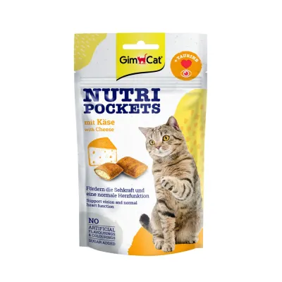Витаминные лакомства GimCat Nutri Pockets для кошек, для здоровья сердца и зрения, с сыром и таурином, 60 г