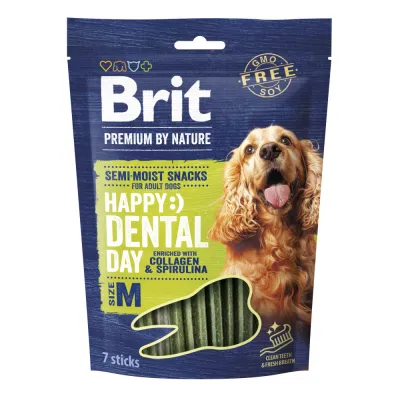 Ласощі Brit Premium Dental Snacks для cобак середніх порід з колагеном і спіруліною 180 г
