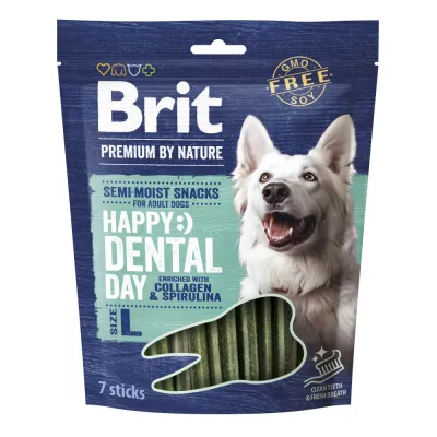 Ласощі Brit Premium Dental Snacks для cобак великих порід з колагеном і спіруліною 250 г