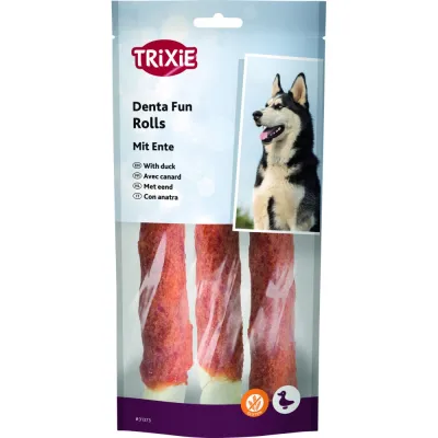 Лакомство Trixie Denta Fun Rolls with Duck для собак палочка для чистки зубов с уткой 17 см 140 г 3 шт
