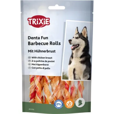 Лакомства Trixie Denta Fun Barbecue Rolls with chicken breast для собак Палочка для чистки зубов с куриной грудкой 12 см 80 г 10 шт