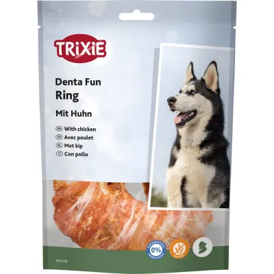 Лакомства Trixie Denta Fun для собак Кольцо для чистки зубов с курицей 10 см 110 г