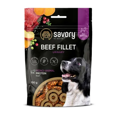 Монопротеїнові ласощі для собак Savory Monoprotein Fillet Urinary rich in Beef для здоров’я сечовивідних шляхів, з яловичиною 100 г