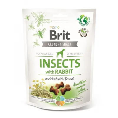 Ласощі Brit Care Dog Crunchy Cracker Insects with Rabbit для собак для міцного імунітету з комахами кроликом і фенхелем 200 г