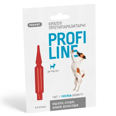 Краплі Provet PROFILINE для собак до 4 кг інсектоакарицид 1 піпетка по 0,5 мл