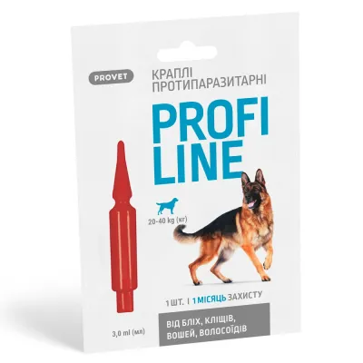 Капли Provet PROFILINE для собак 20-40 кг инсектоакарицид 1 пипетка по 3 мл