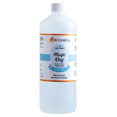 Спрей Dezynadog Magic Dry нейтралізує здатність волосся утримувати молекули води прискорює процес сушіння солодкий фруктовий аромат 1л