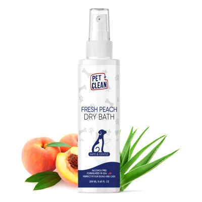 Сухий шампунь Pet Clean DRY BATH-FRESH PEACH для домашніх тварин з ароматом персику 250мл
