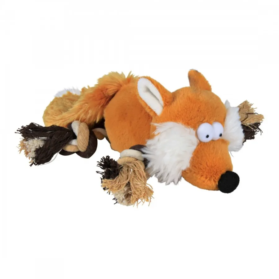 Игрушка Trixie для собак лиса с пищалкой и канатами, плюш, 34 см — фото 1