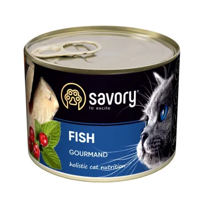 Влажный корм Savory Cat Can Adult Fish для привередливых кошек с рыбой
