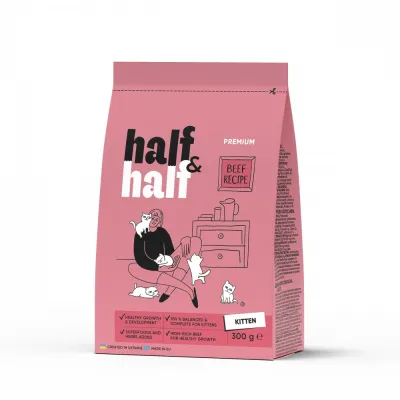Сухий корм для кошенят з яловичиною HalfHalf