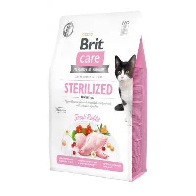 Корм сухий Brit Care Cat Grain Free Sterilized Sensitive для стерилізованих котів з чутливим травленням з кроликом