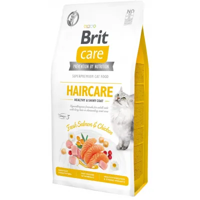 Корм сухий Brit Care Cat Grain Free Haircare Healthy & Shiny Coat для котів догляд за шкірою і шерстю лосось та курка