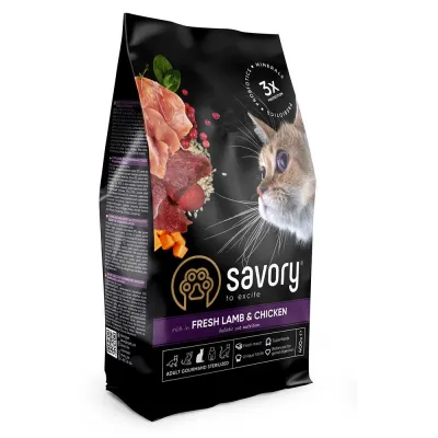 Корм сухий Savory Adult Cat Steril Fresh Lamb & Chicken для стерилізованих котів з ягнятиною та куркою