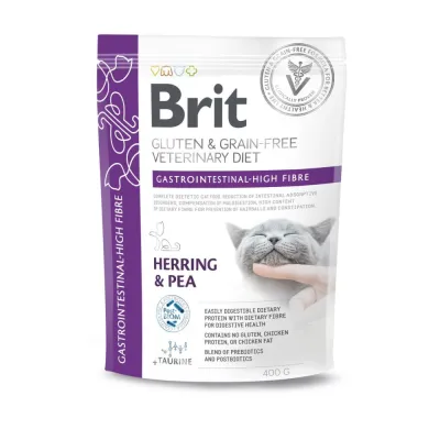 Корм сухий Brit VetDiet Cat Gastrointestinal High Fibre для котів з підвищеним вмістом клітковини з оселедцем