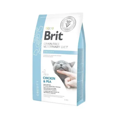 Корм сухий Brit Grain Free VetDiet Cat Obesity для котів з зайвою вагою та ожирінням з куркою та горохом