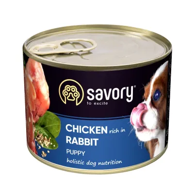 Корм вологий Savory Dog All breeds Puppy Chicken rich in Rabbit паштет для цуценят усіх порід з кроликом