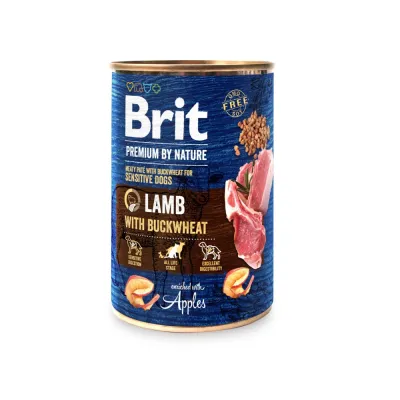 Вологий корм для собак з ягням та гречкою Brit Premium by Nature k