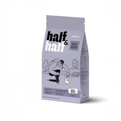 Корм сухий HalfHalf для дорослих собак маленьких порід із яловичиною